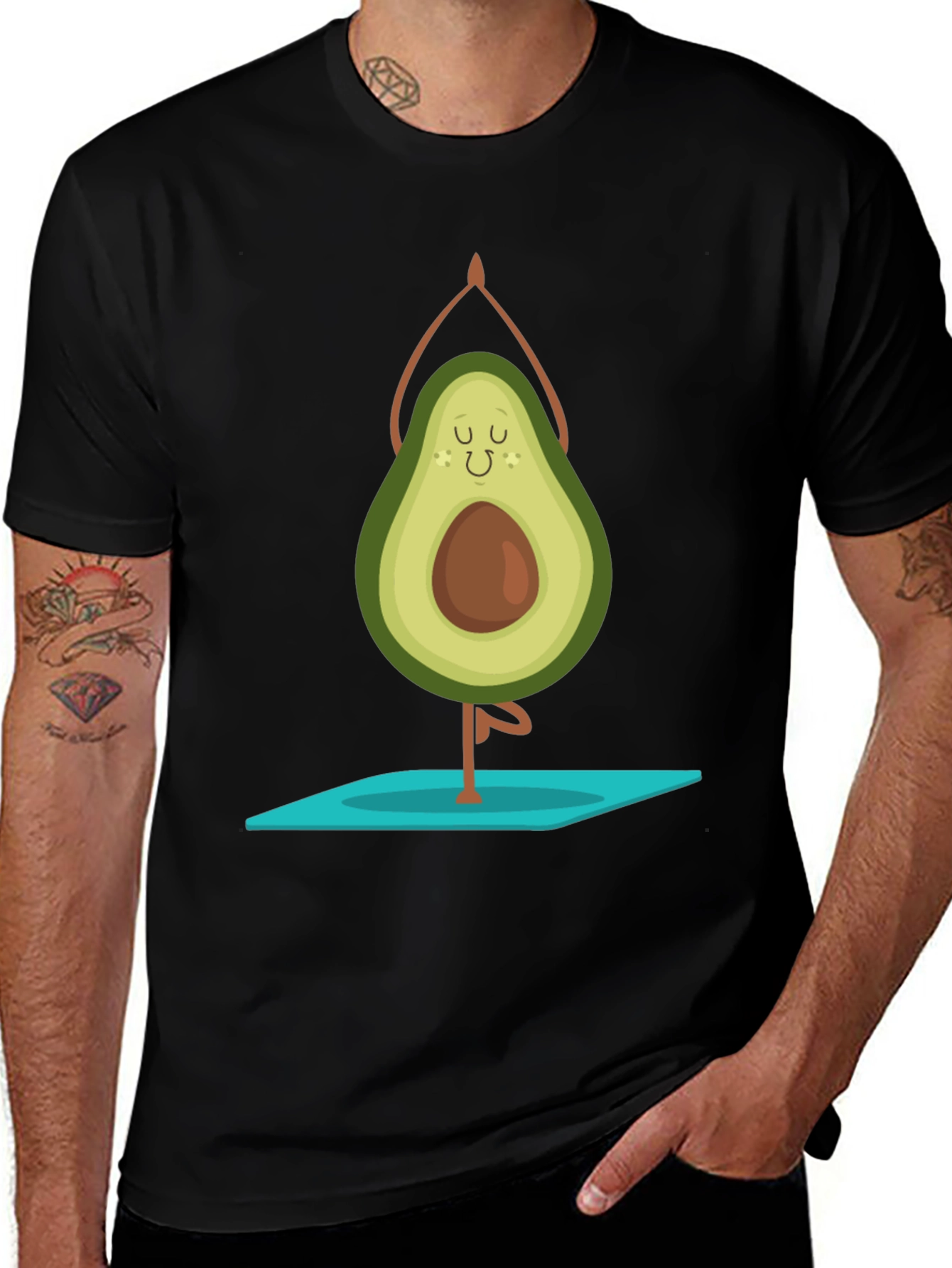 Variant 12 of Yoga Avocado Black T-Shirt