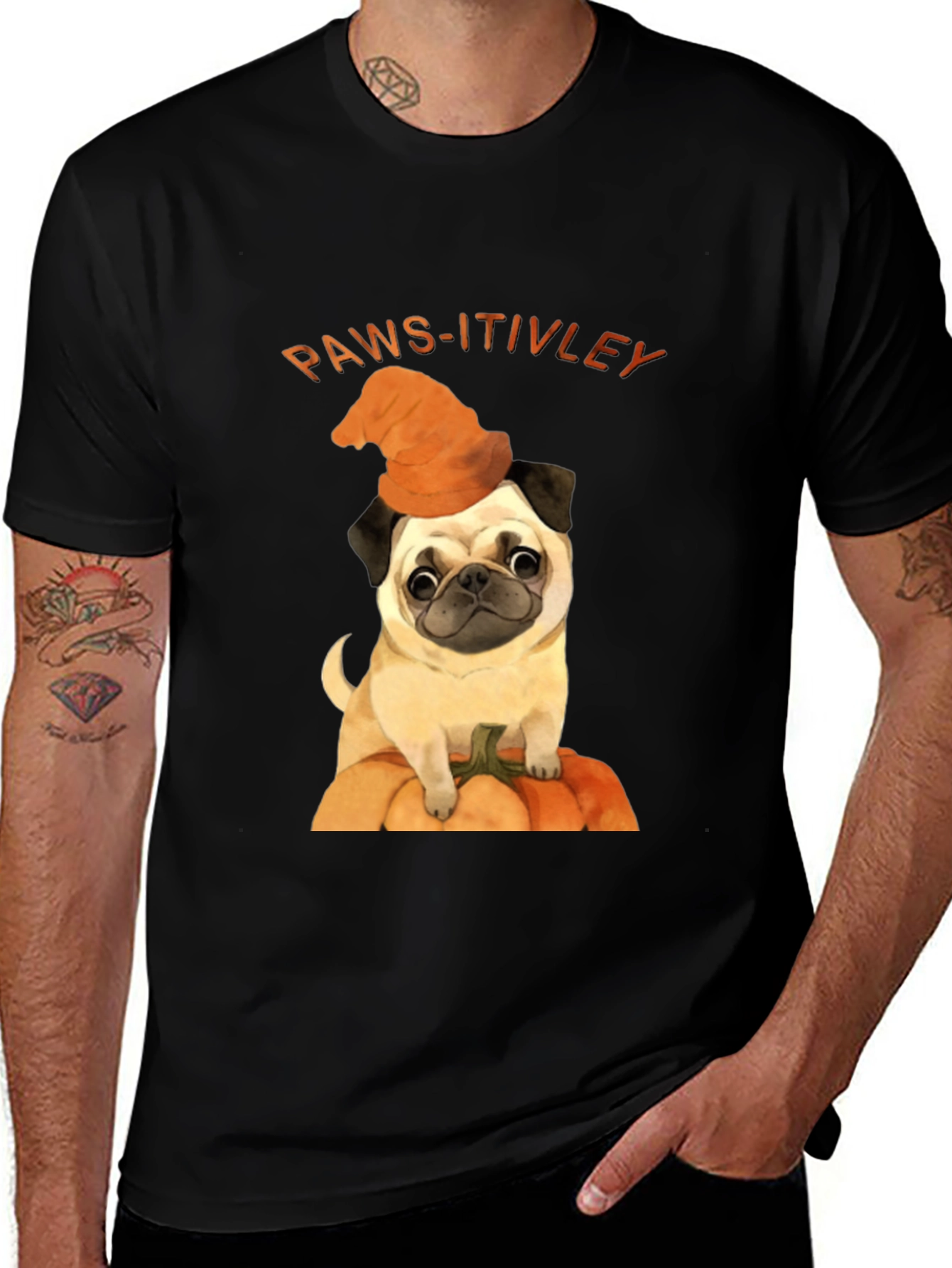 Variant 24 of Paws-itively Halloween Pug T-Shirt