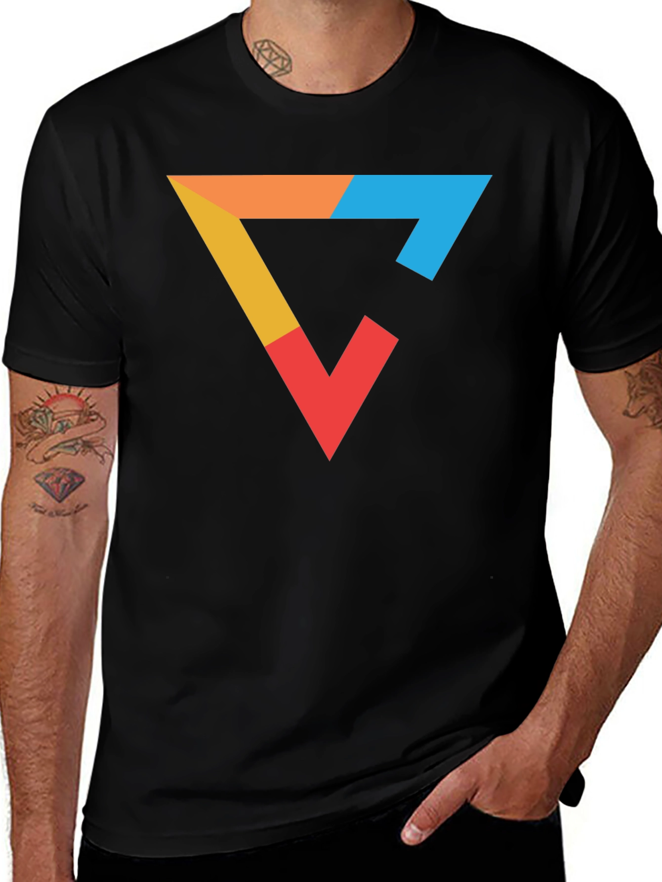 Variant 19 of Modern Graphic Tee - Colorful Triangle Design