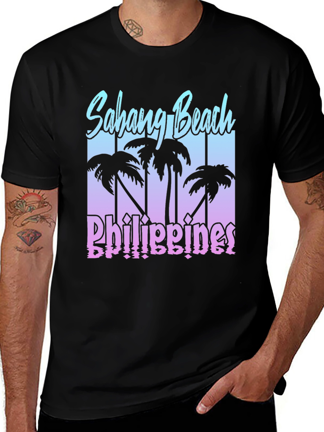 Sabang Beach Philippines Black T-Shirt