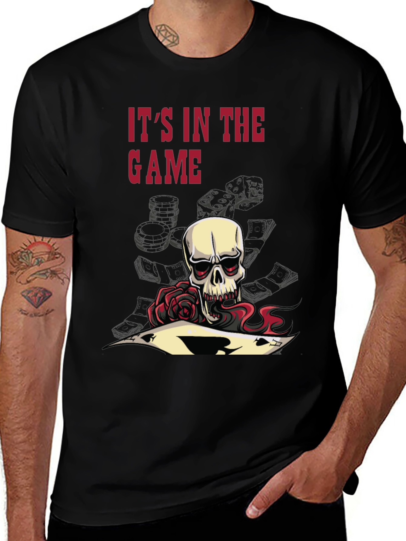 Variant 27 of Gambler's Skull Tee - It's in the Game!