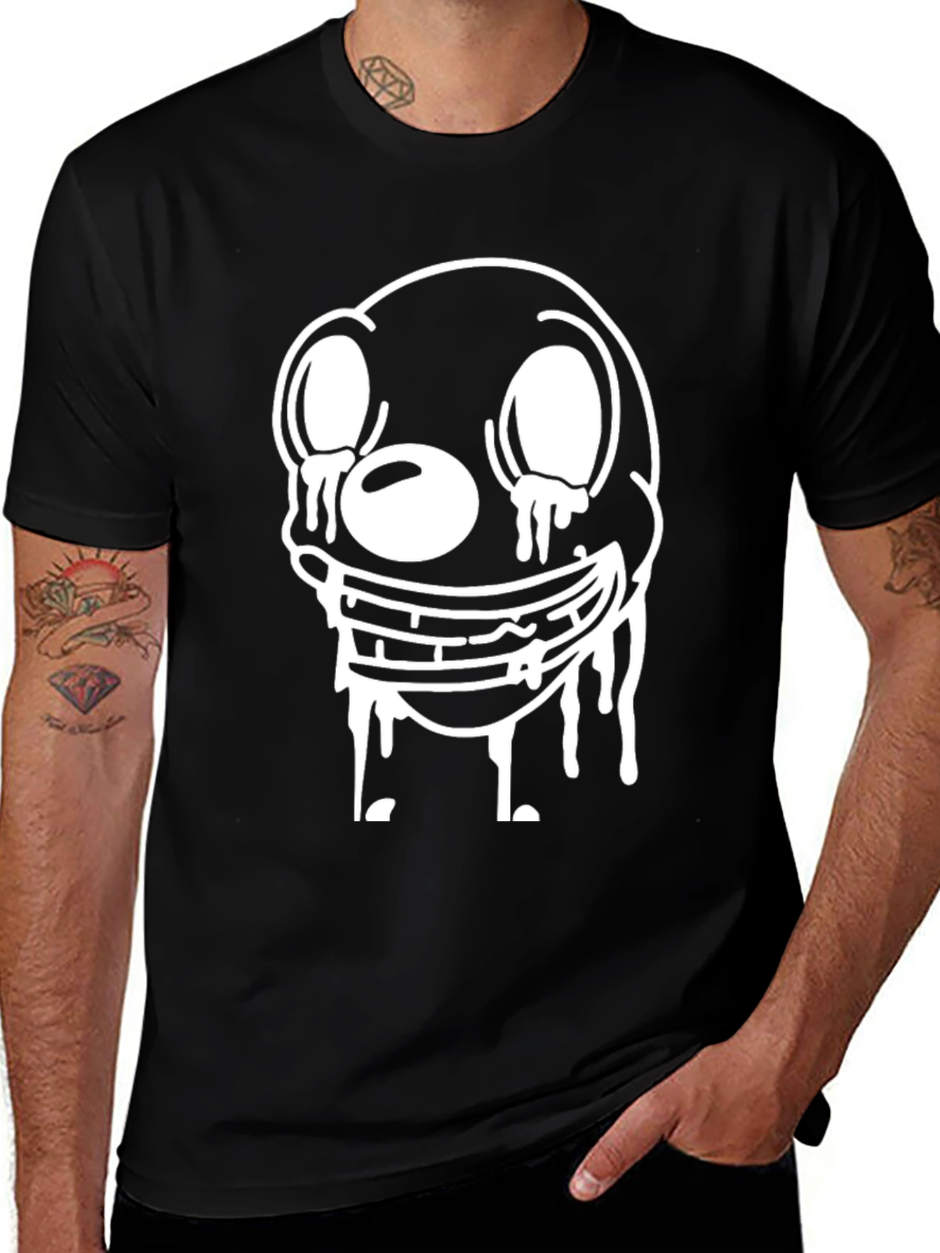 Variant 25 of Creepy Smile Graphic Tee - Men's Black T-Shirt