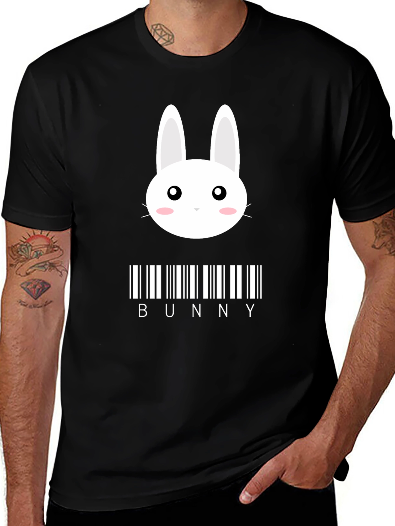 Variant 4 of Bunny Barcode Graphic T-Shirt - Black, Stylish, Unique Design