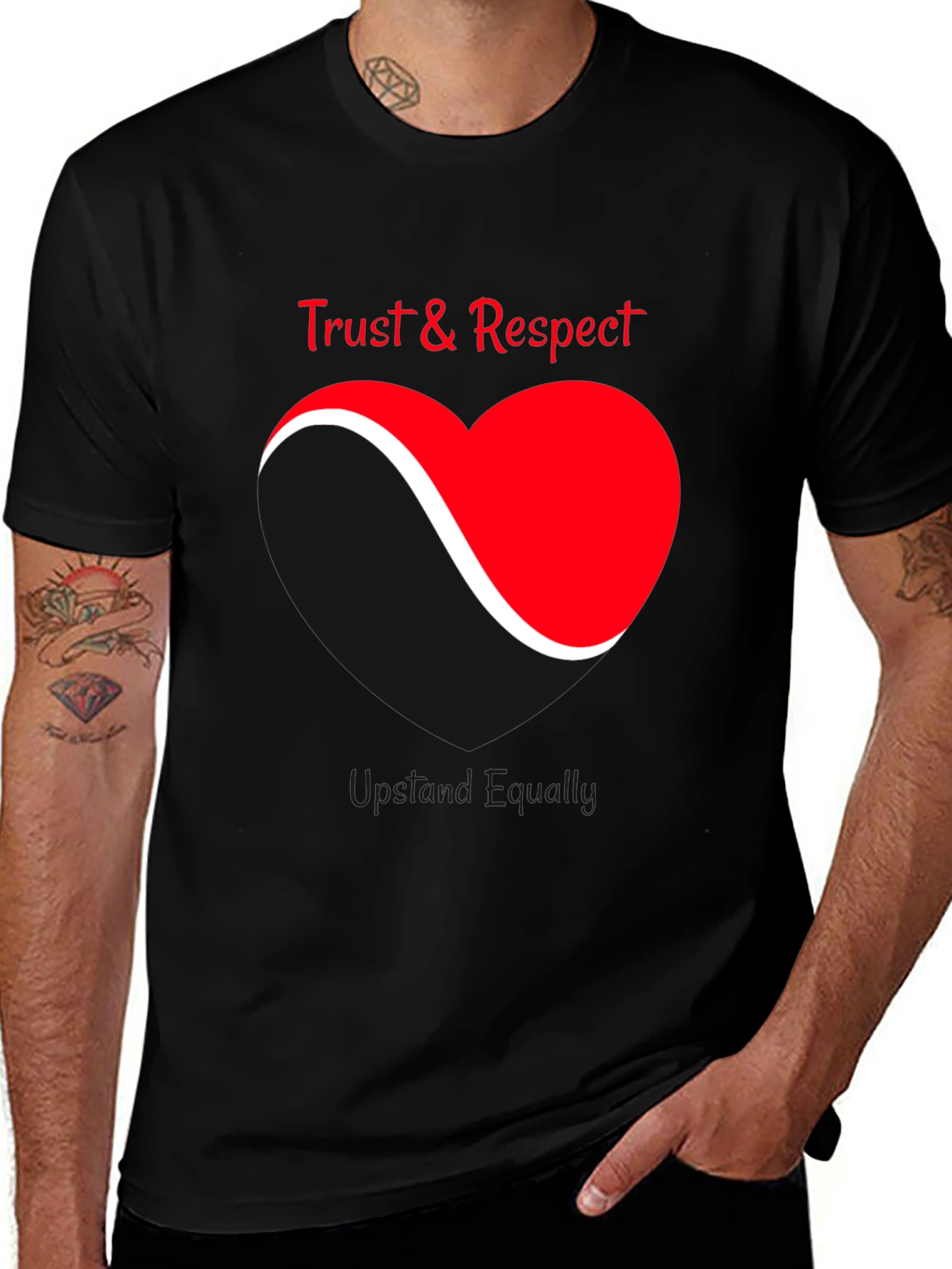 Black Trust & Respect Heart Graphic T-Shirt main image