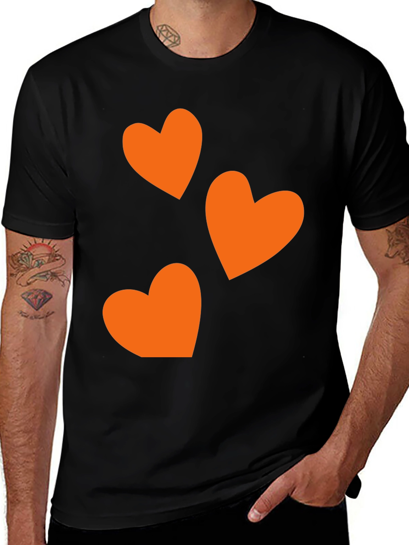 Variant 30 of Black T-Shirt with Orange Heart Design