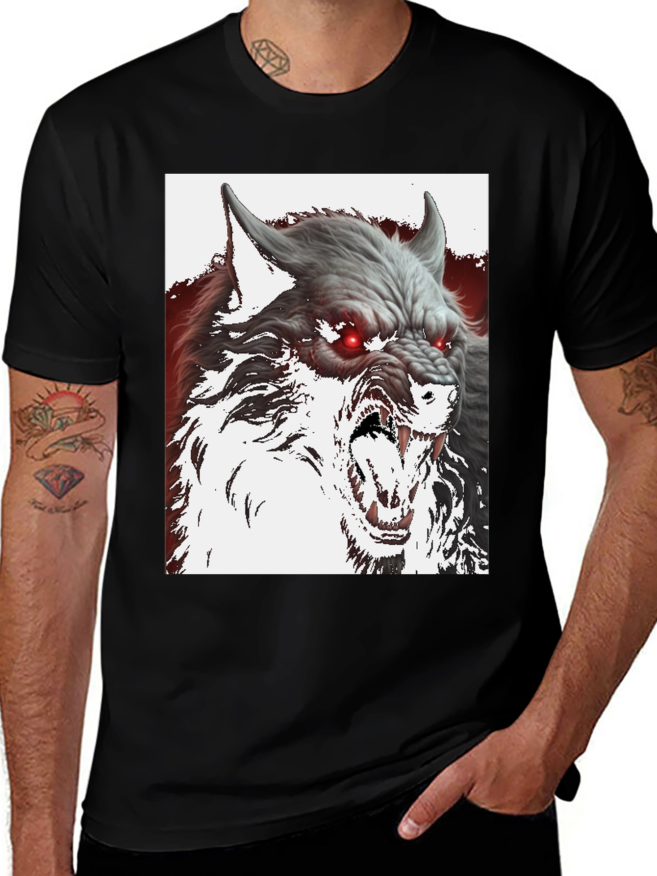 Variant 9 of Werewolf Graphic Tee - Men's Black T-Shirt