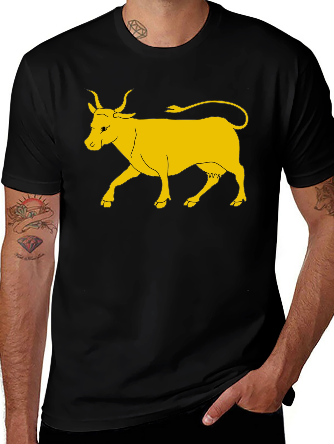 Variant 26 of Golden Cow Graphic Tee - Unisex Black T-Shirt