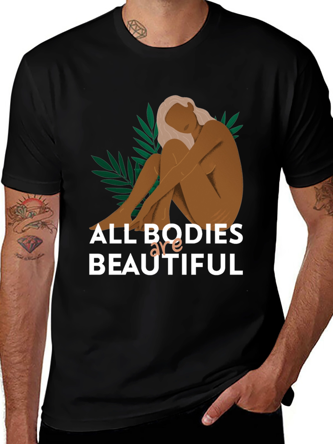 Variant 27 of All Bodies Are Beautiful Graphic Tee - Black