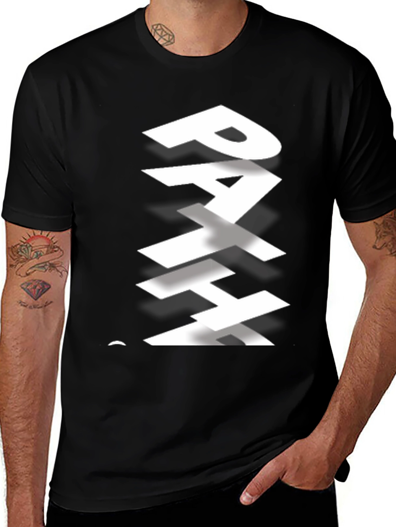 Variant 21 of Stylish "Path" Graphic Print Black T-Shirt
