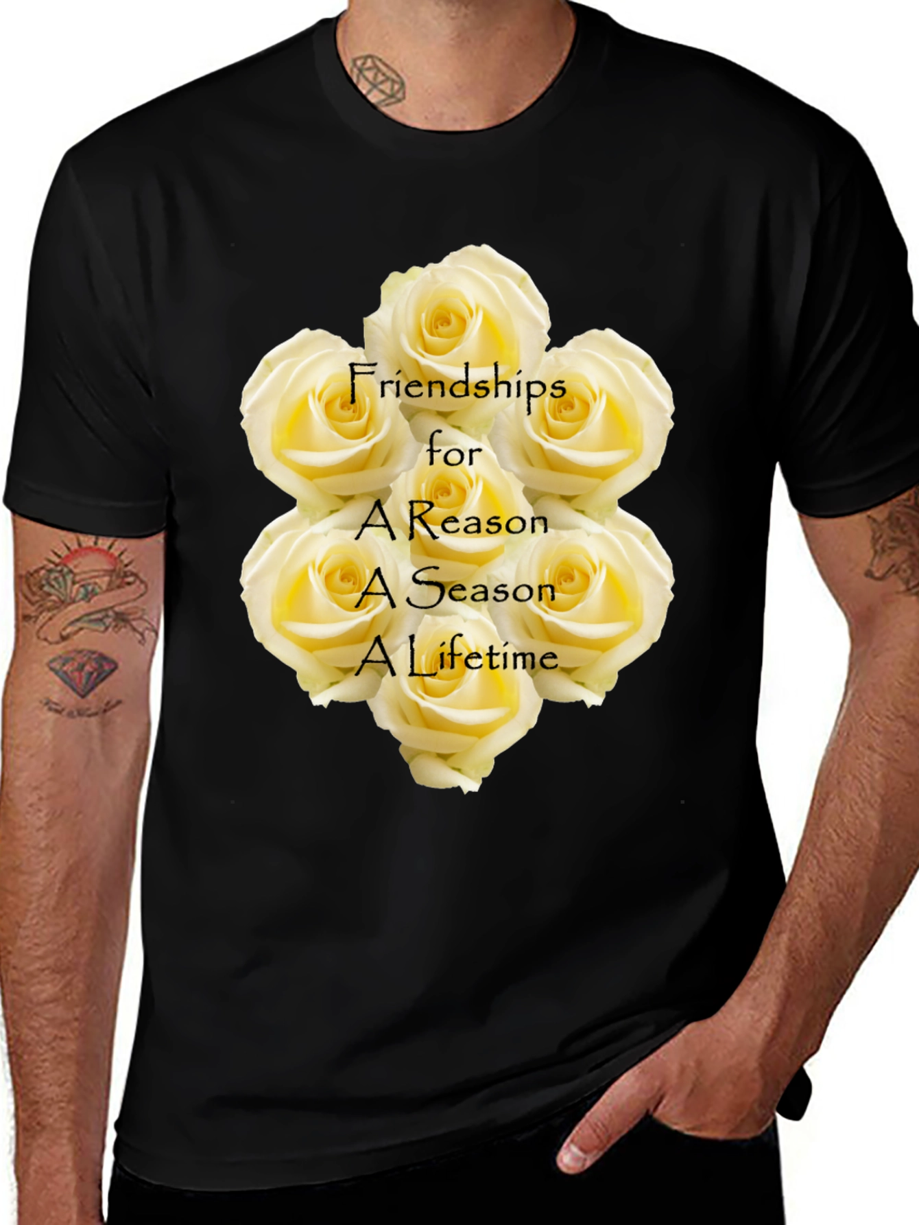 Variant 17 of Friendship Roses Black T-Shirt