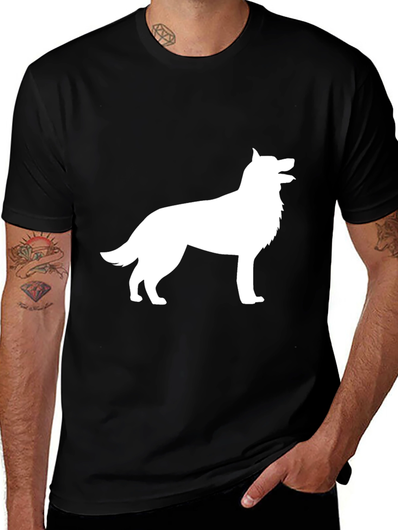 Variant 9 of Dog Silhouette Black T-Shirt