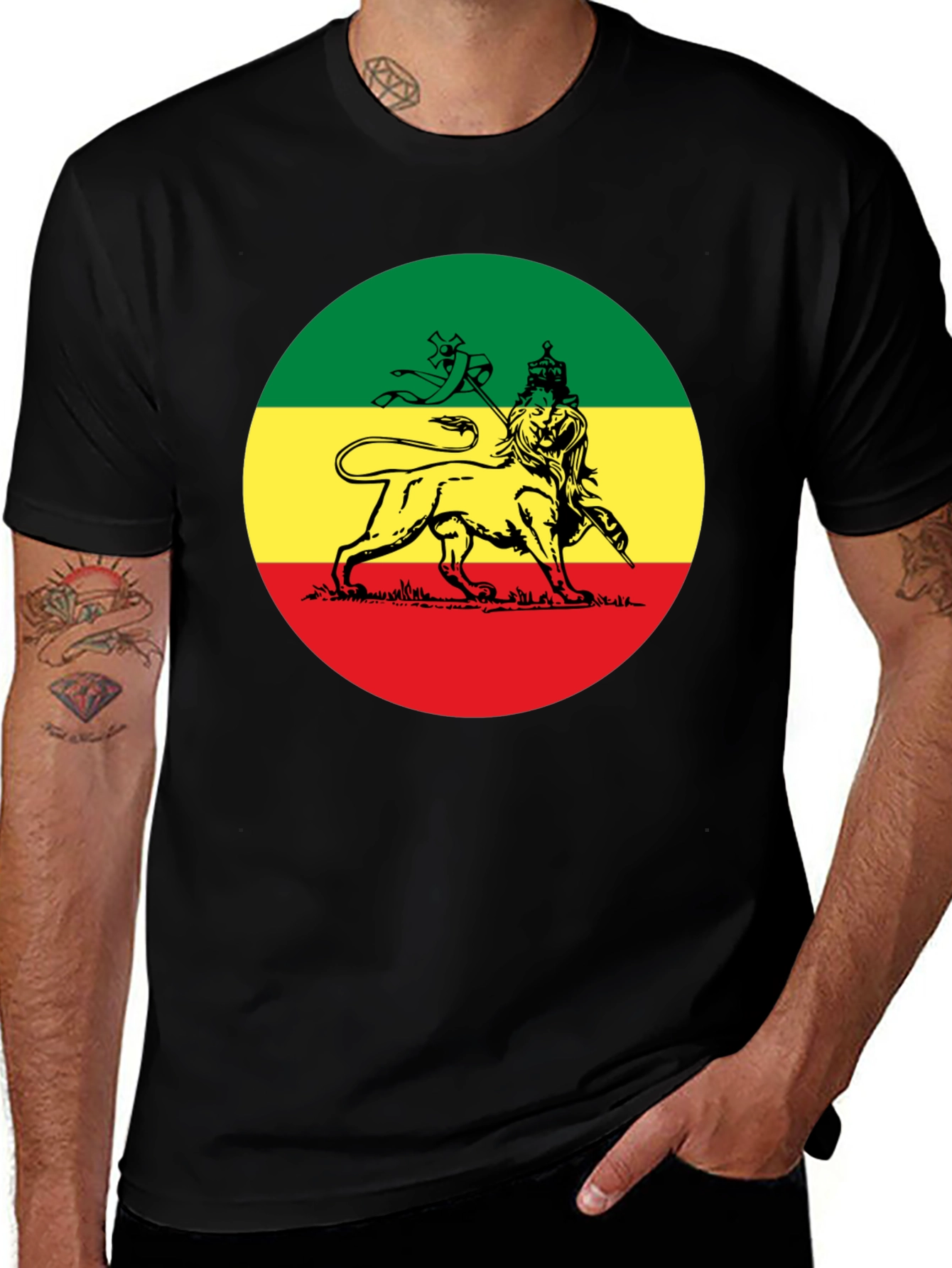 Rasta Lion T-Shirt - Reggae Inspired Black Tee