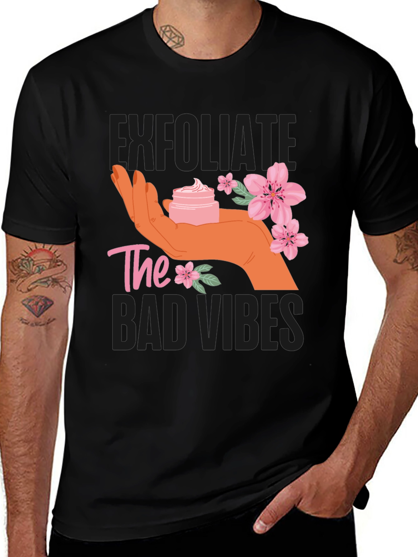 Variant 10 of Exfoliate The Bad Vibes Black T-Shirt
