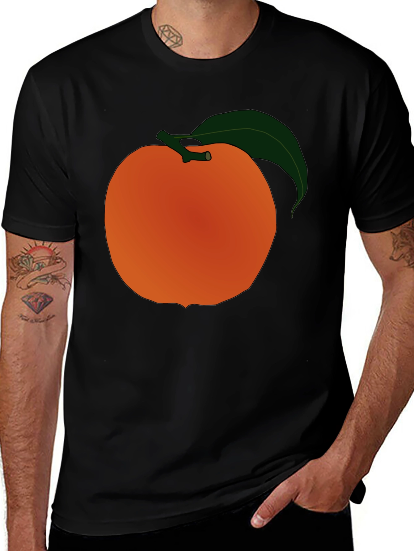 Variant 19 of Orange Fruit Graphic T-Shirt - Black Casual Tee