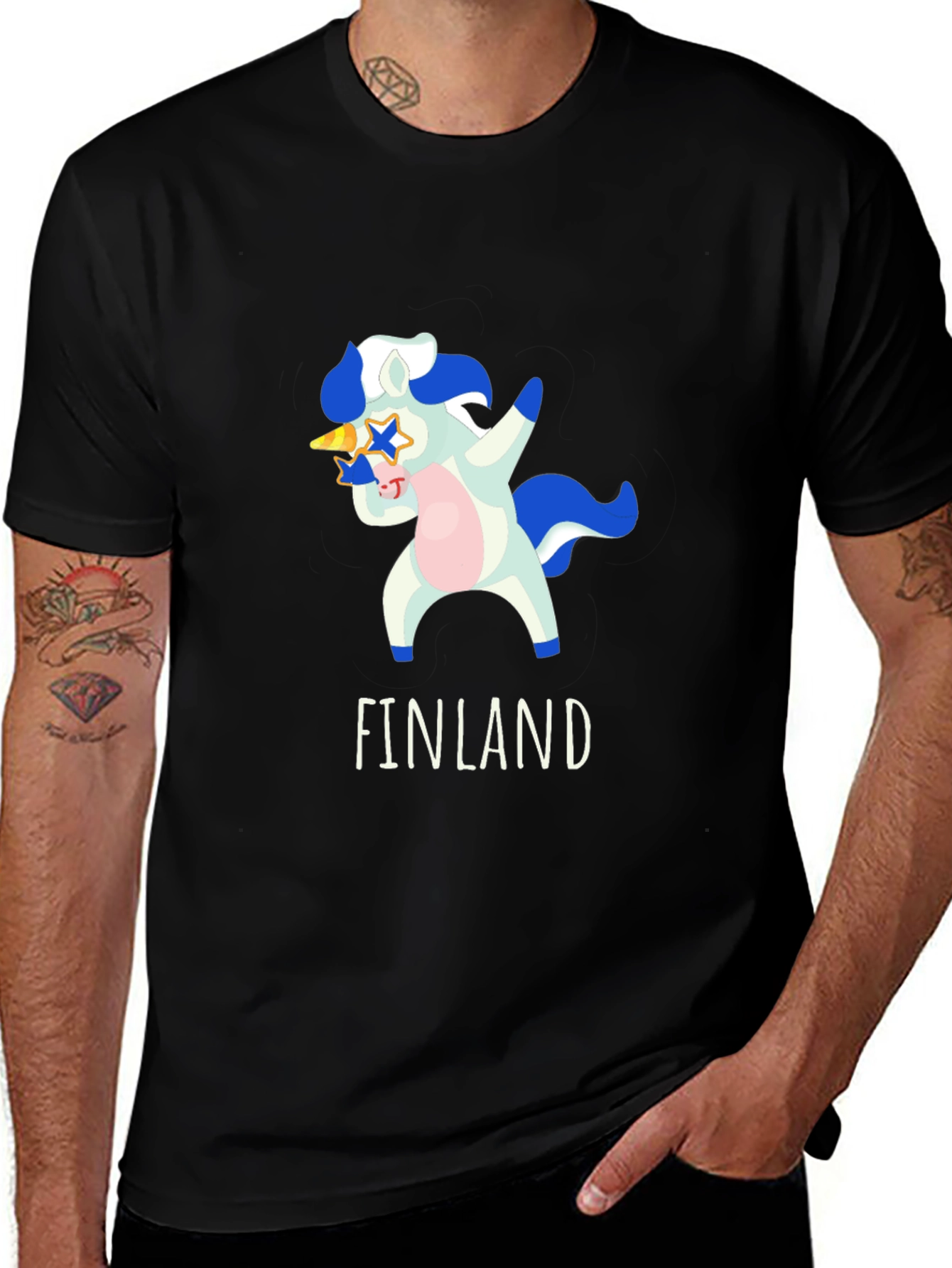 Finland Unicorn Dab Black T-Shirt