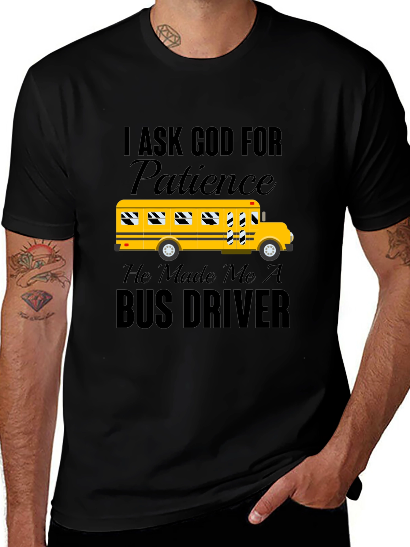 Variant 19 of Patience School Bus Driver Graphic Tee