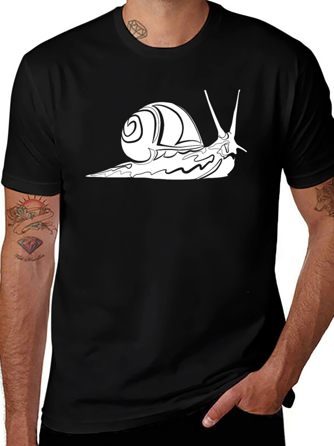 Variant 16 of Snail Graphic Tee - Cool Black T-Shirt