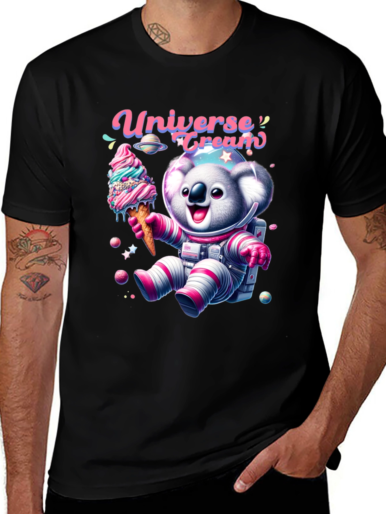 Variant 19 of Koala Astronaut Ice Cream T-Shirt - Universe Cream