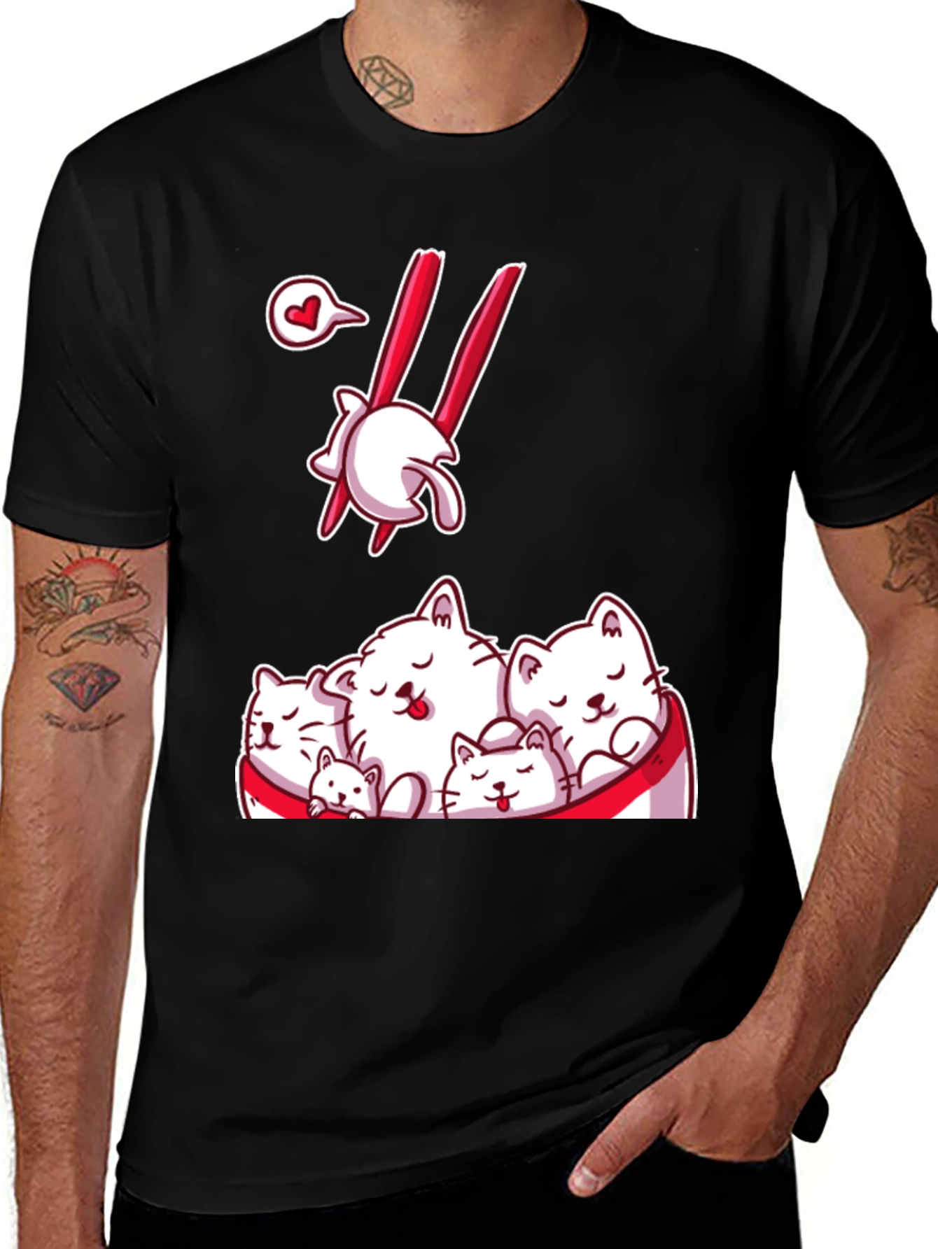 Variant 14 of Cute Cats Ramen Bowl Graphic T-Shirt