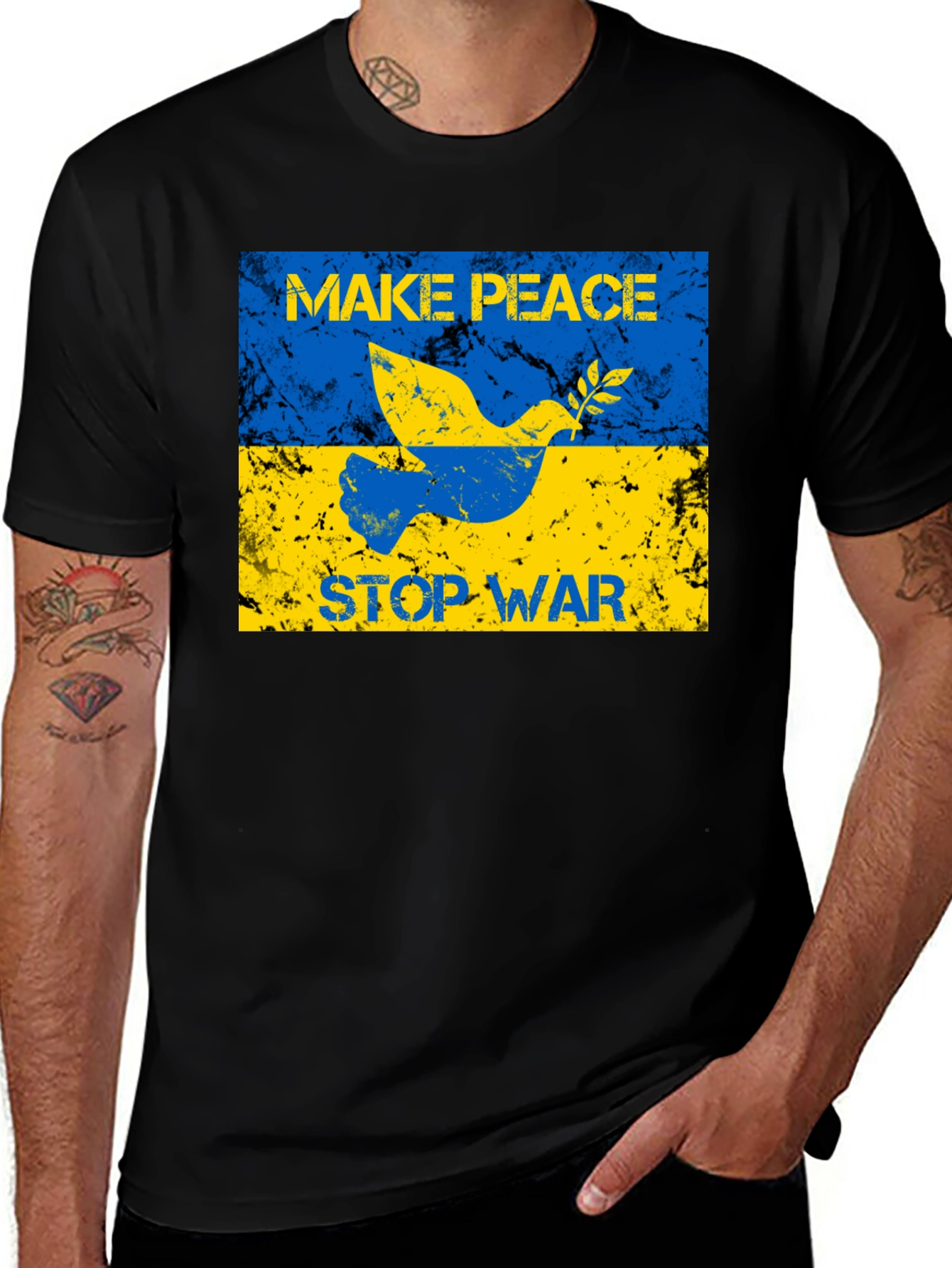 Variant 6 of Make Peace Stop War Dove Ukraine Flag T-Shirt