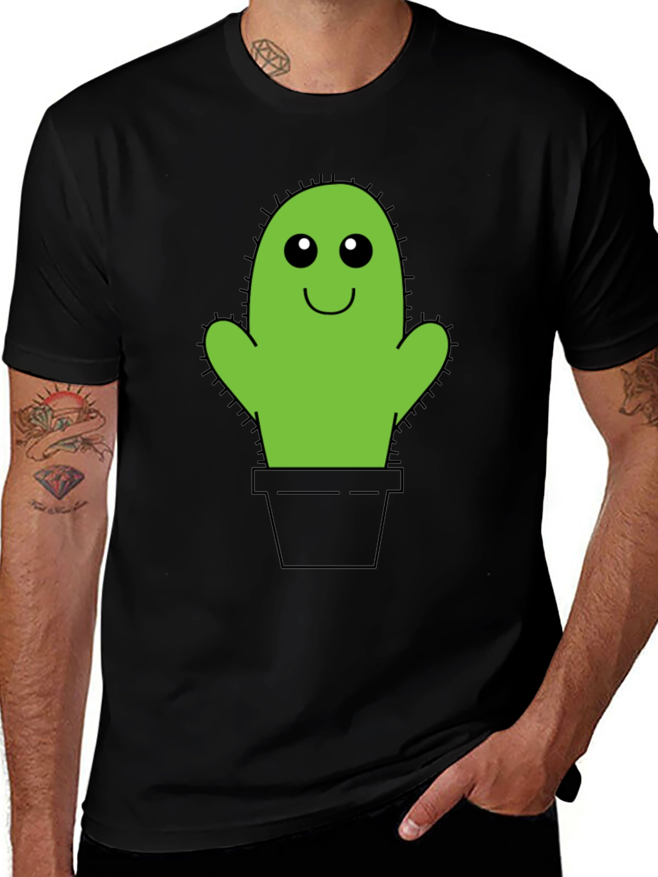 Variant 14 of Cute Cactus Graphic Tee - Black
