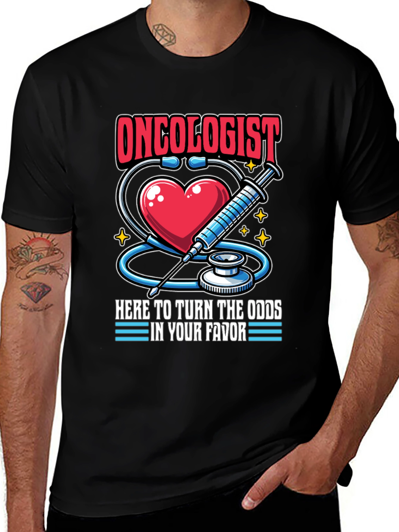 Variant 23 of Oncologist Graphic T-Shirt: Here to Turn The Odds