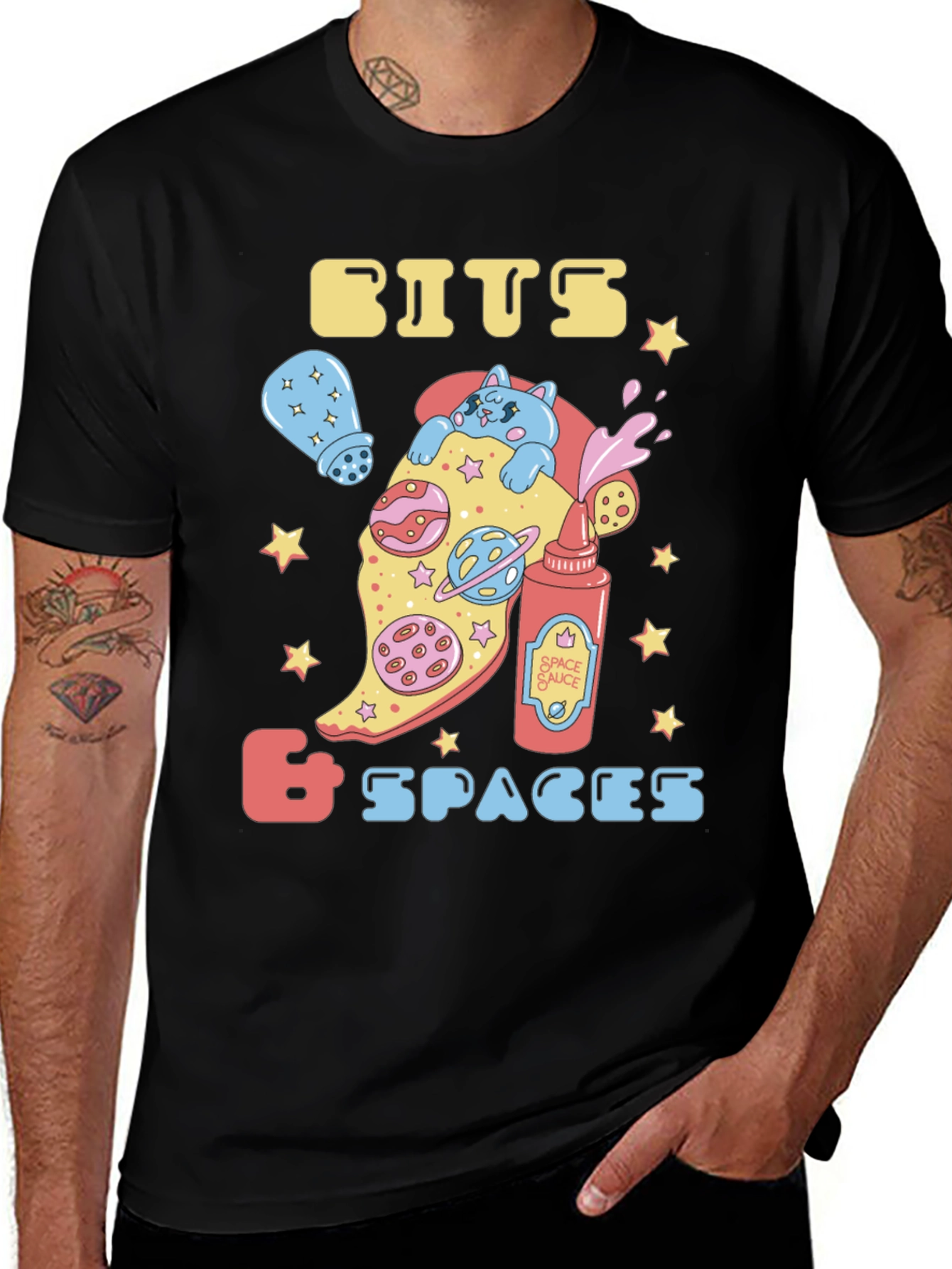 Variant 14 of Bits & Spaces Pizza Cat Graphic T-Shirt