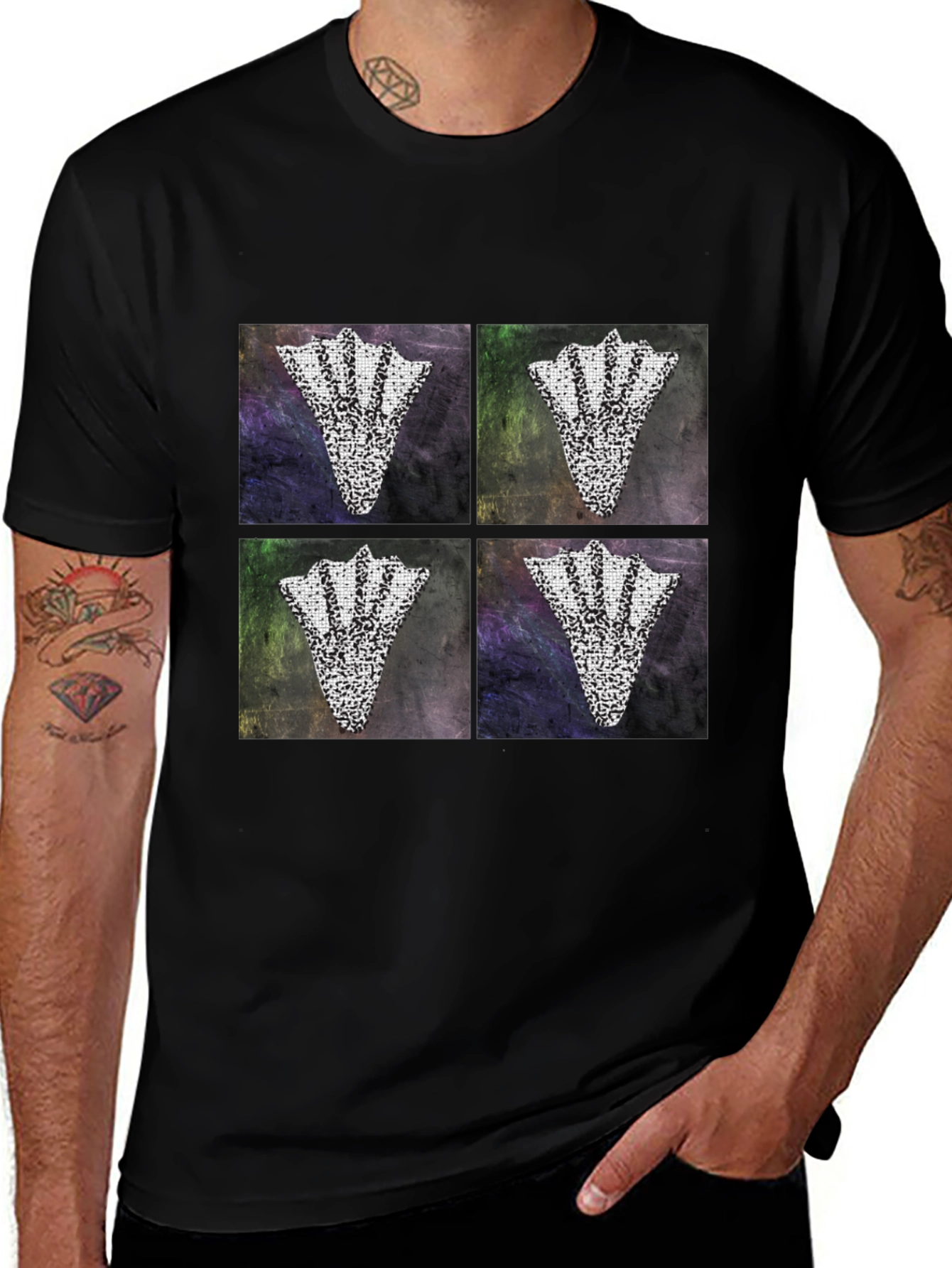 Variant 8 of Abstract Motif Graphic Tee for Men - Black