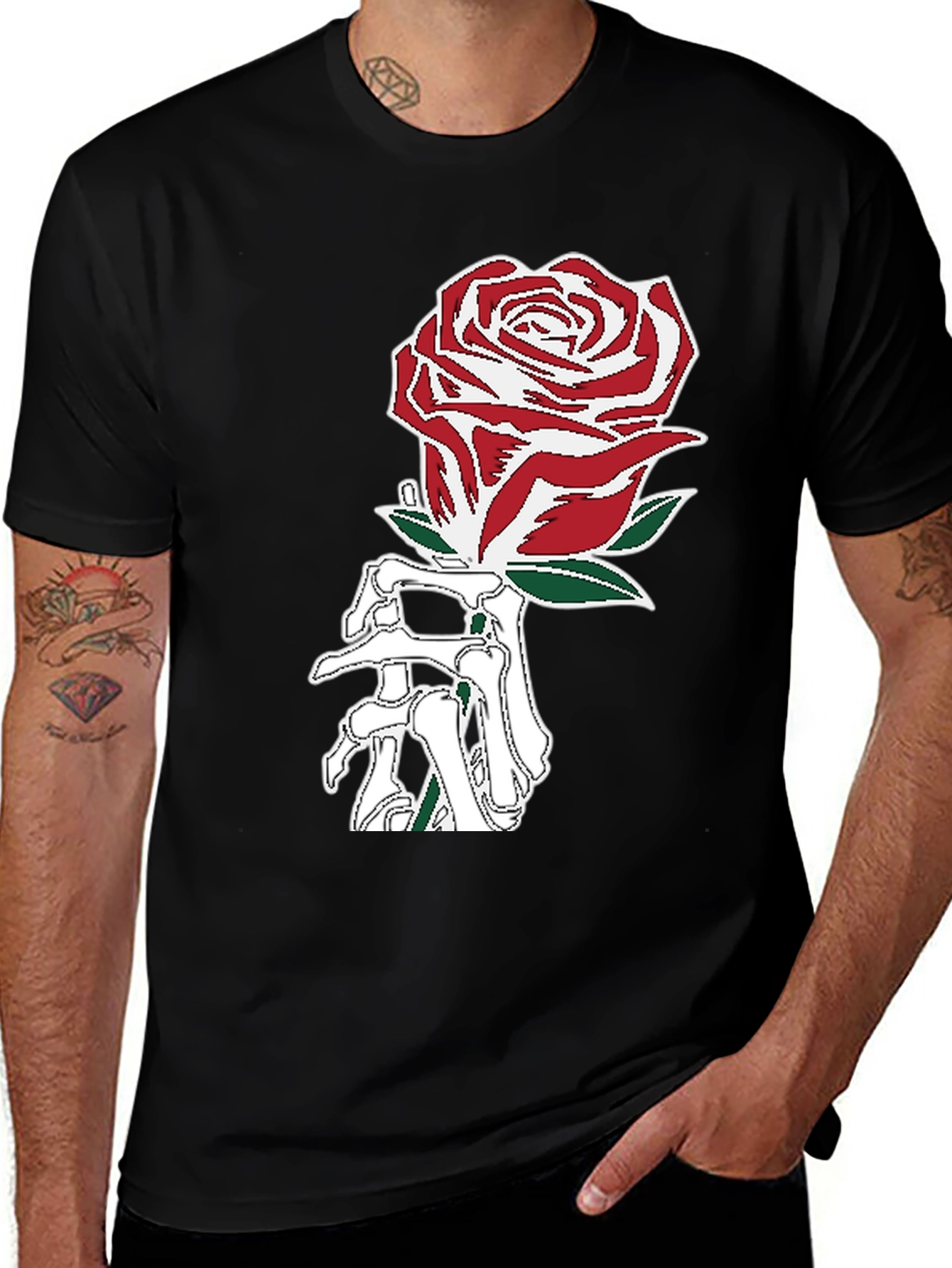 Variant 19 of Rose Skeleton Hand Graphic T-Shirt
