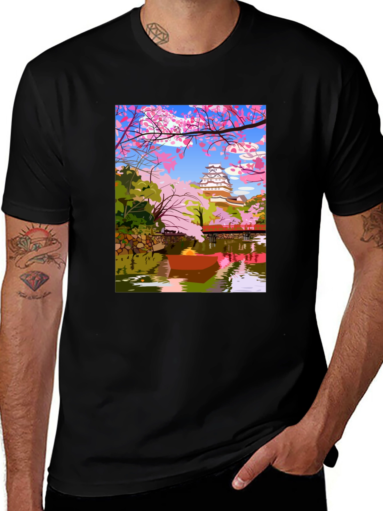 Variant 2 of Japanese Castle Sakura T-Shirt