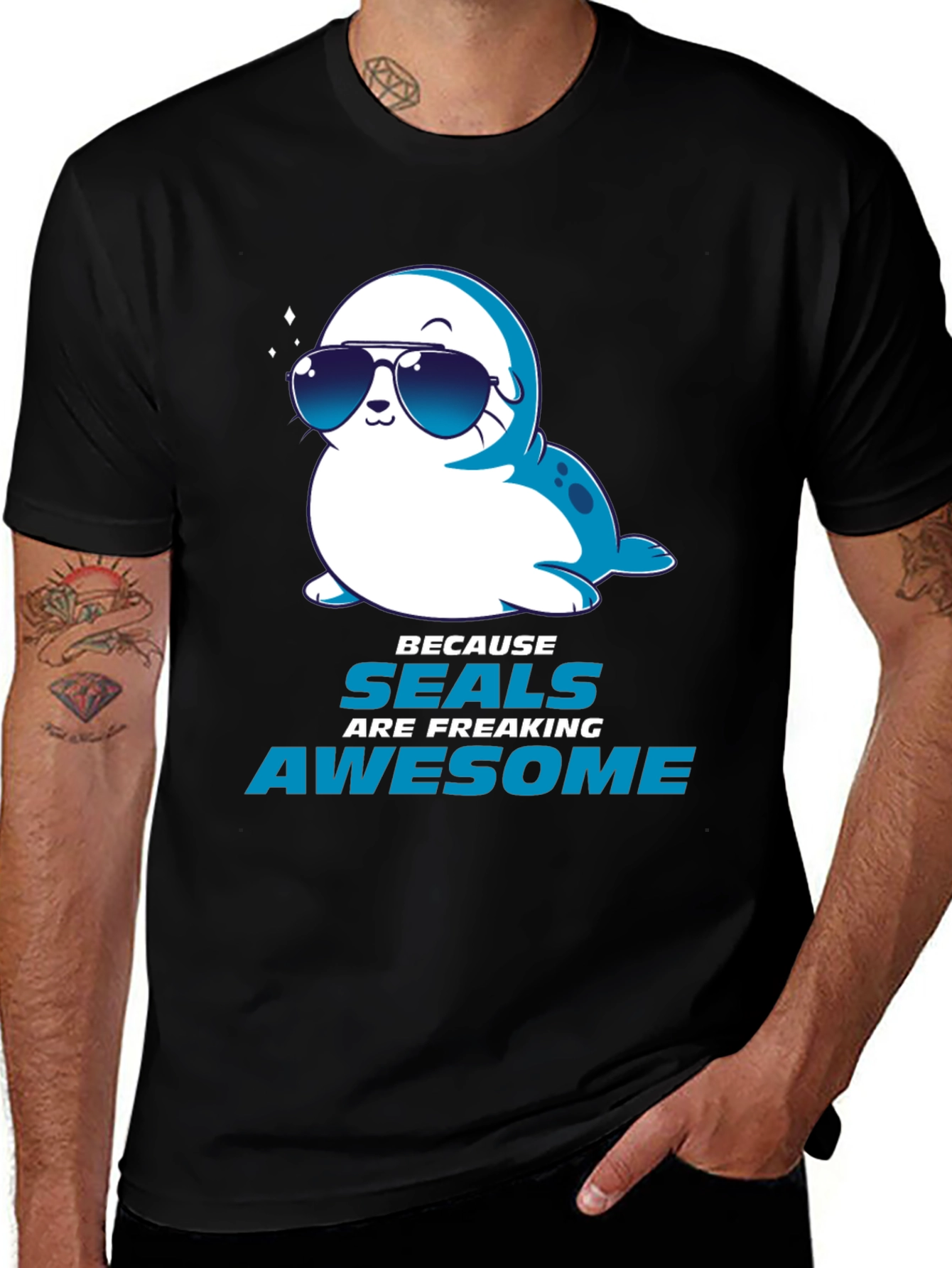 Variant 26 of Cool Seal Graphic Tee - 'Seals Are Freaking Awesome' T-Shirt