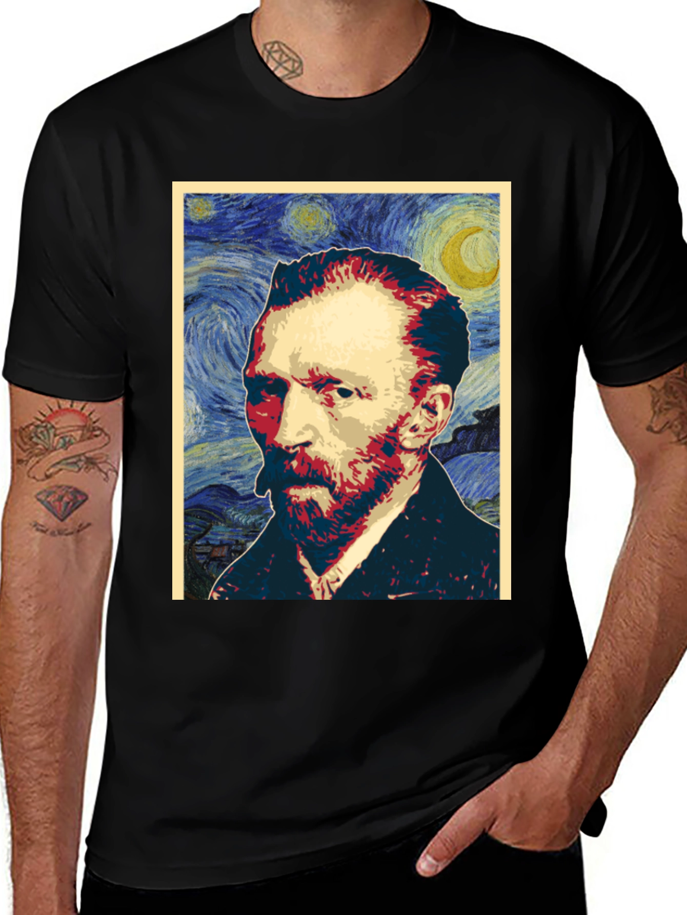 Variant 4 of Starry Night Van Gogh Portrait T-Shirt