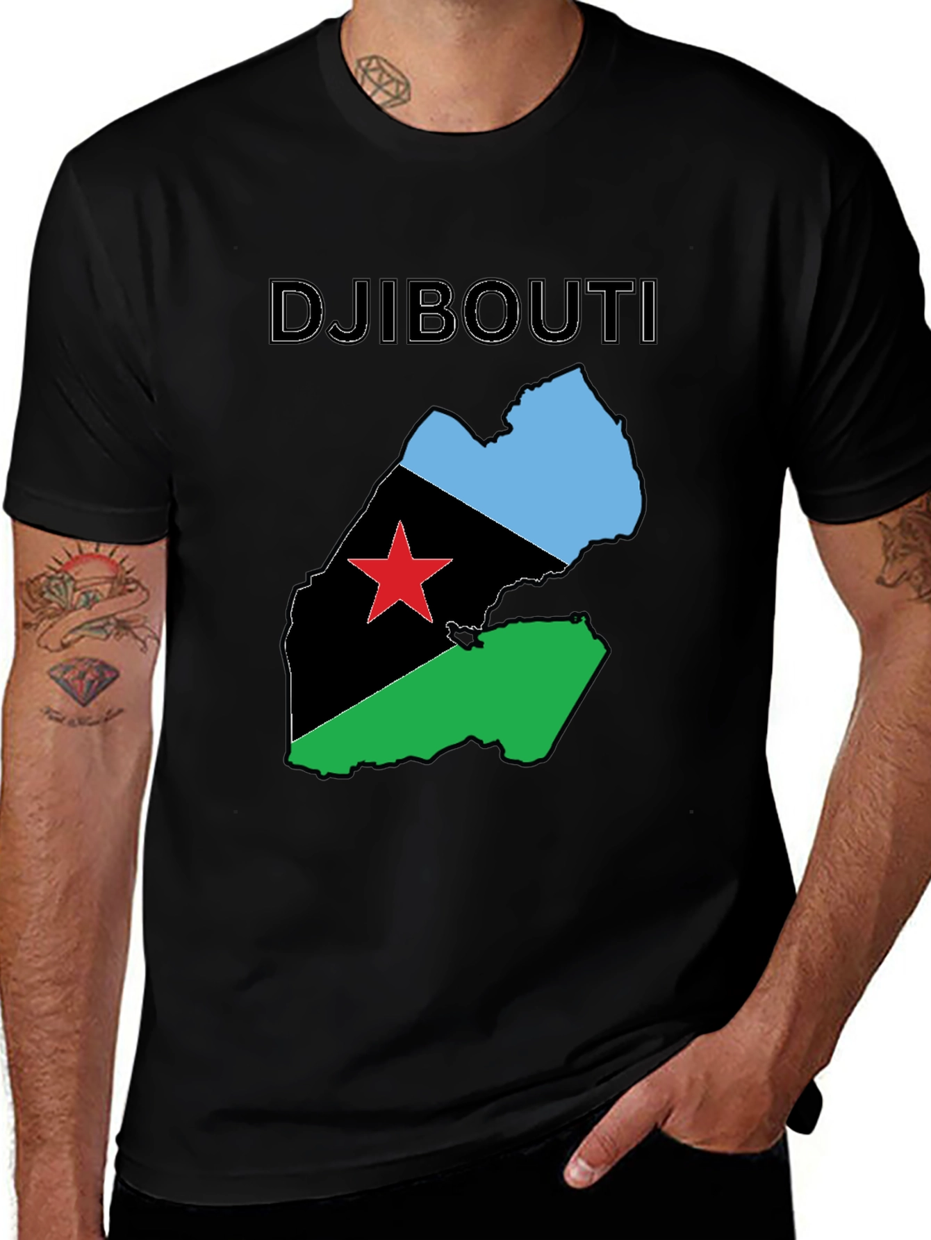 Djibouti Flag Map T-Shirt - National Pride Tee