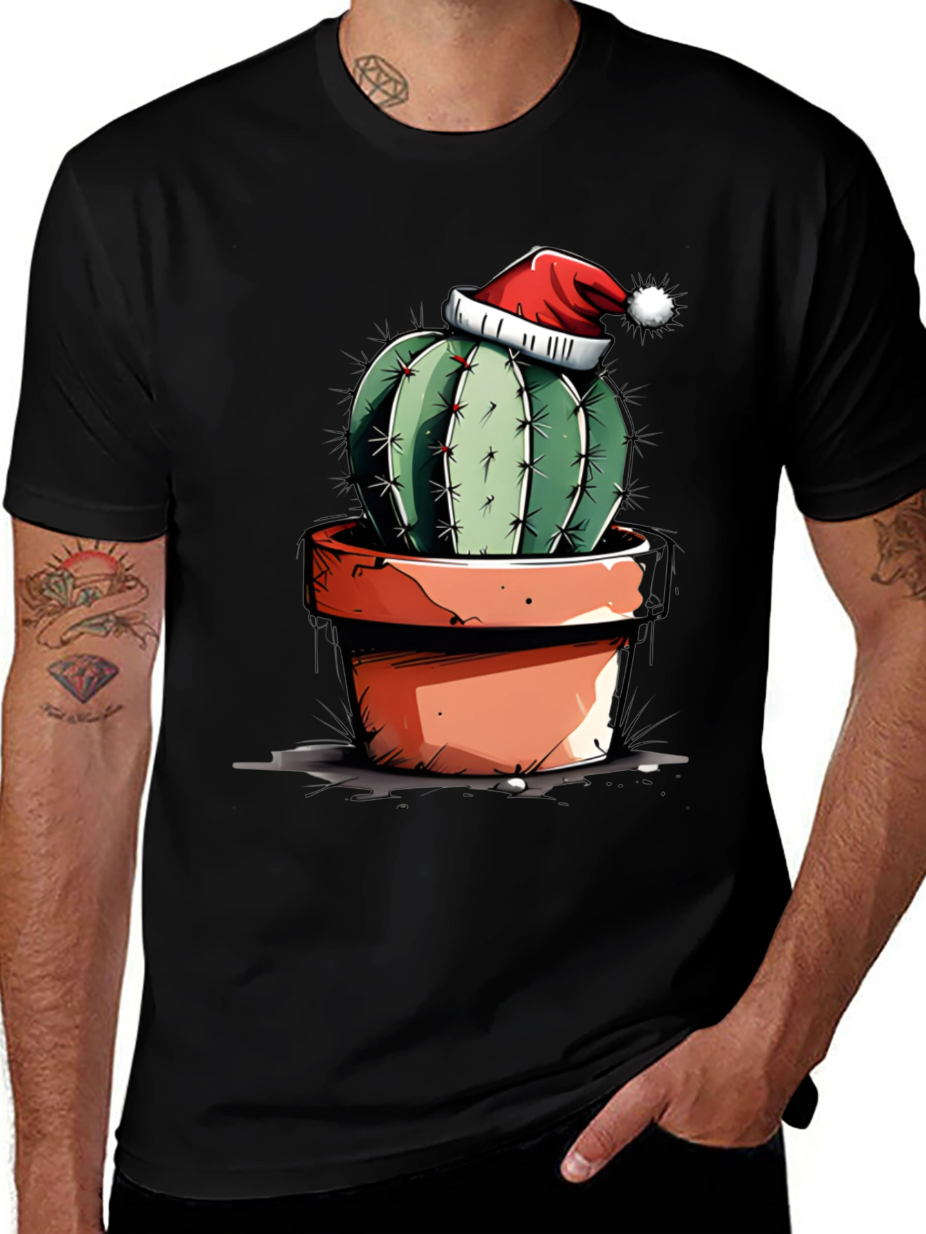 Variant 6 of Festive Cactus Tee - Holiday Humor Shirt