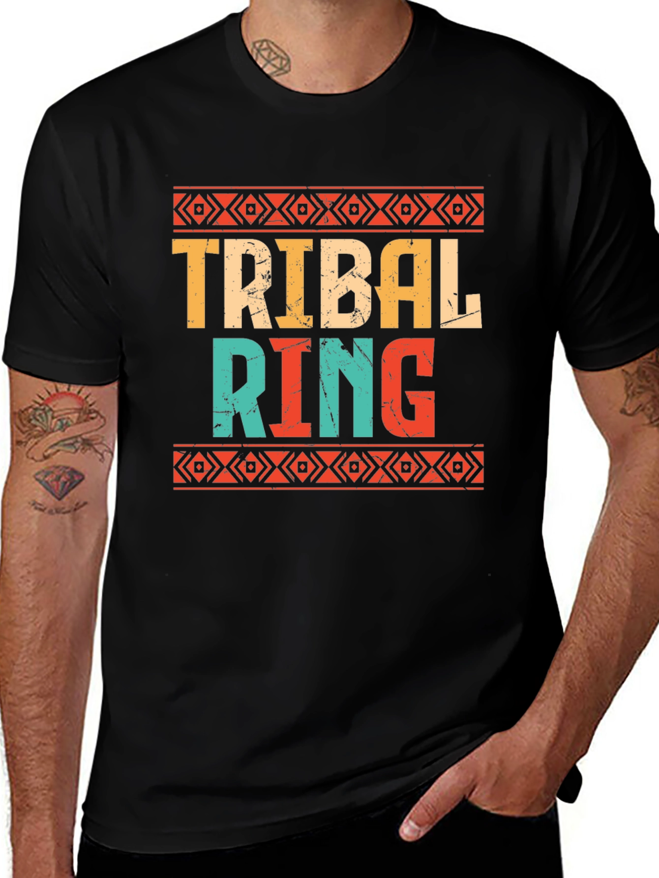 Variant 5 of Tribal Ring Graphic Tee - Retro Style