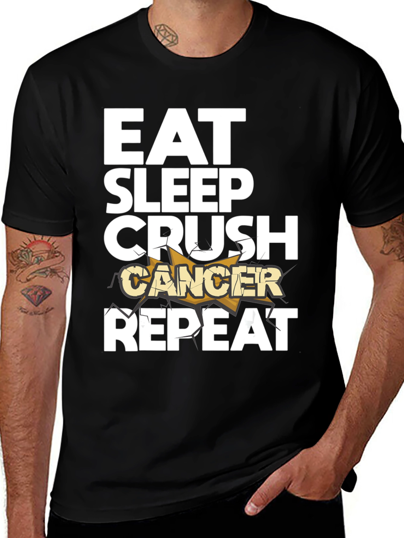Variant 25 of Eat Sleep Crush Cancer Repeat T-Shirt