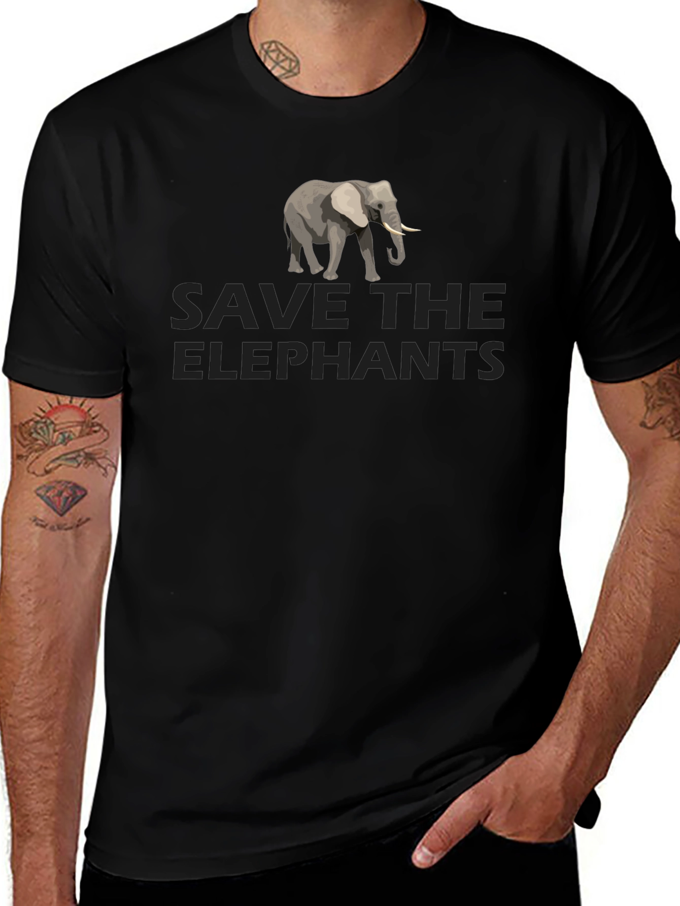 Variant 15 of Save the Elephants Graphic Tee - Black