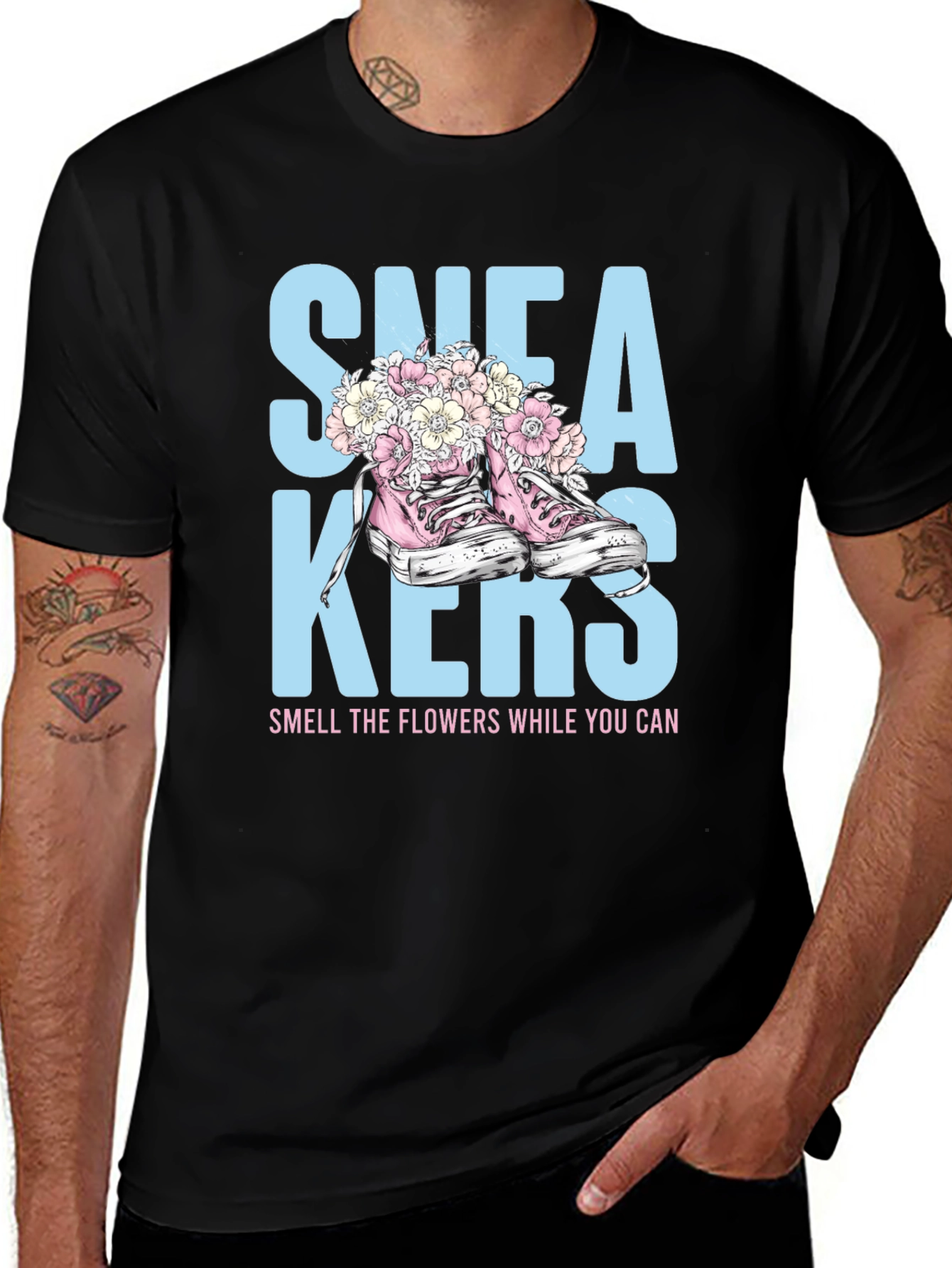 Variant 24 of Sneakers and Flowers Graphic Tee