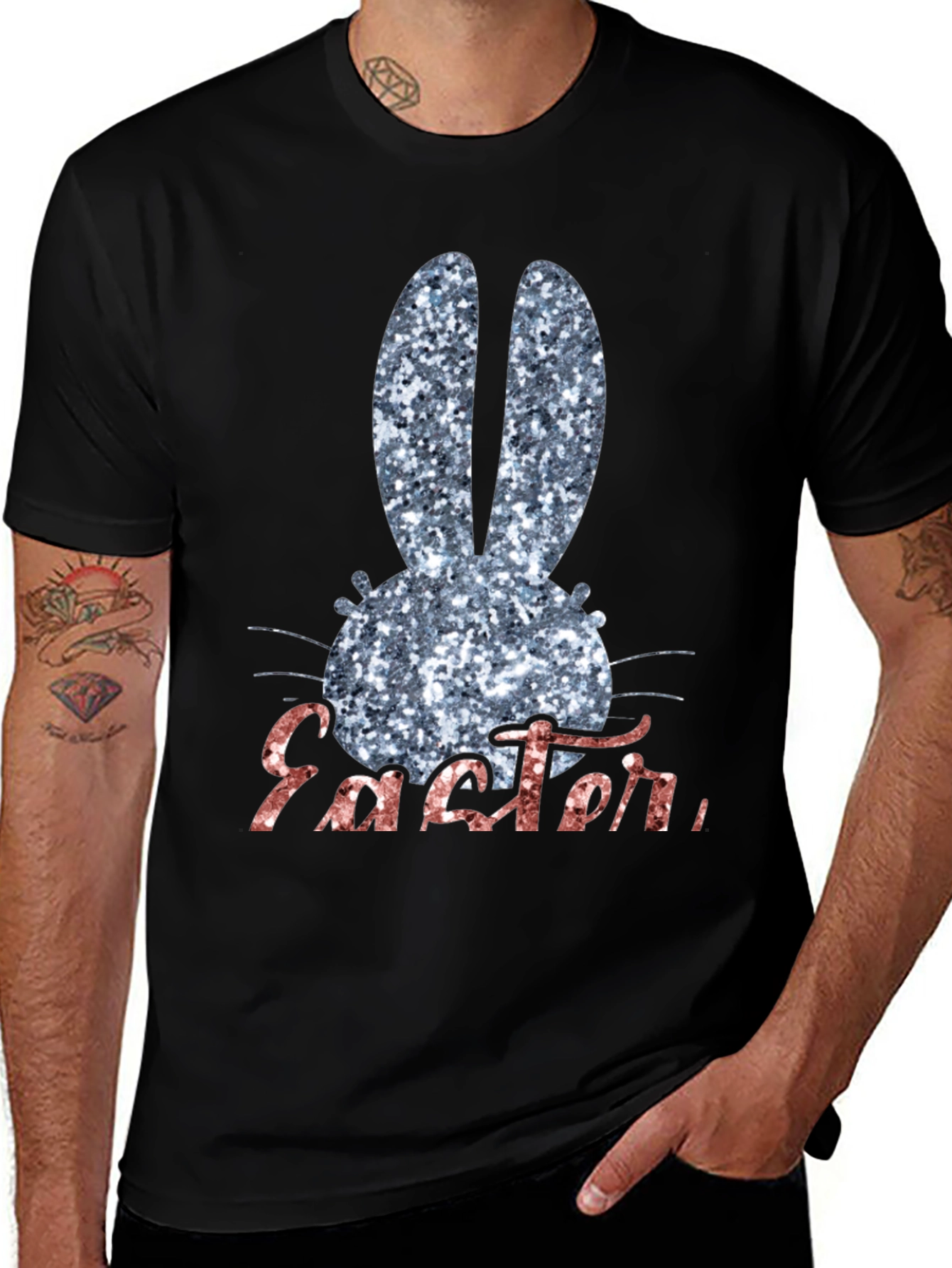 Variant 24 of Easter Bunny Glitter T-Shirt - Men's Holiday Apparel