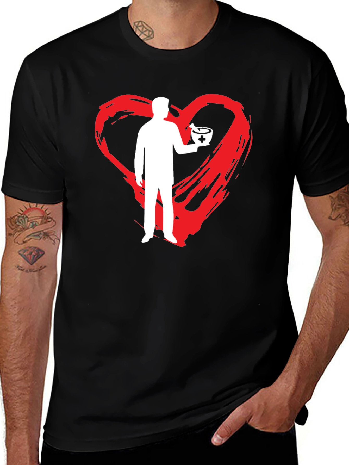Variant 4 of Heart for Healthcare Black T-Shirt