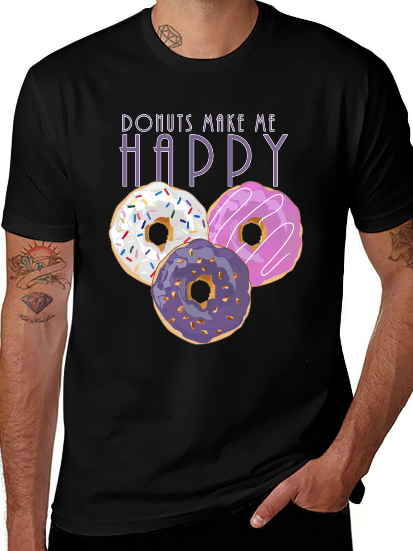 Variant 15 of Donuts Make Me Happy Graphic Tee - Foodie Fashion