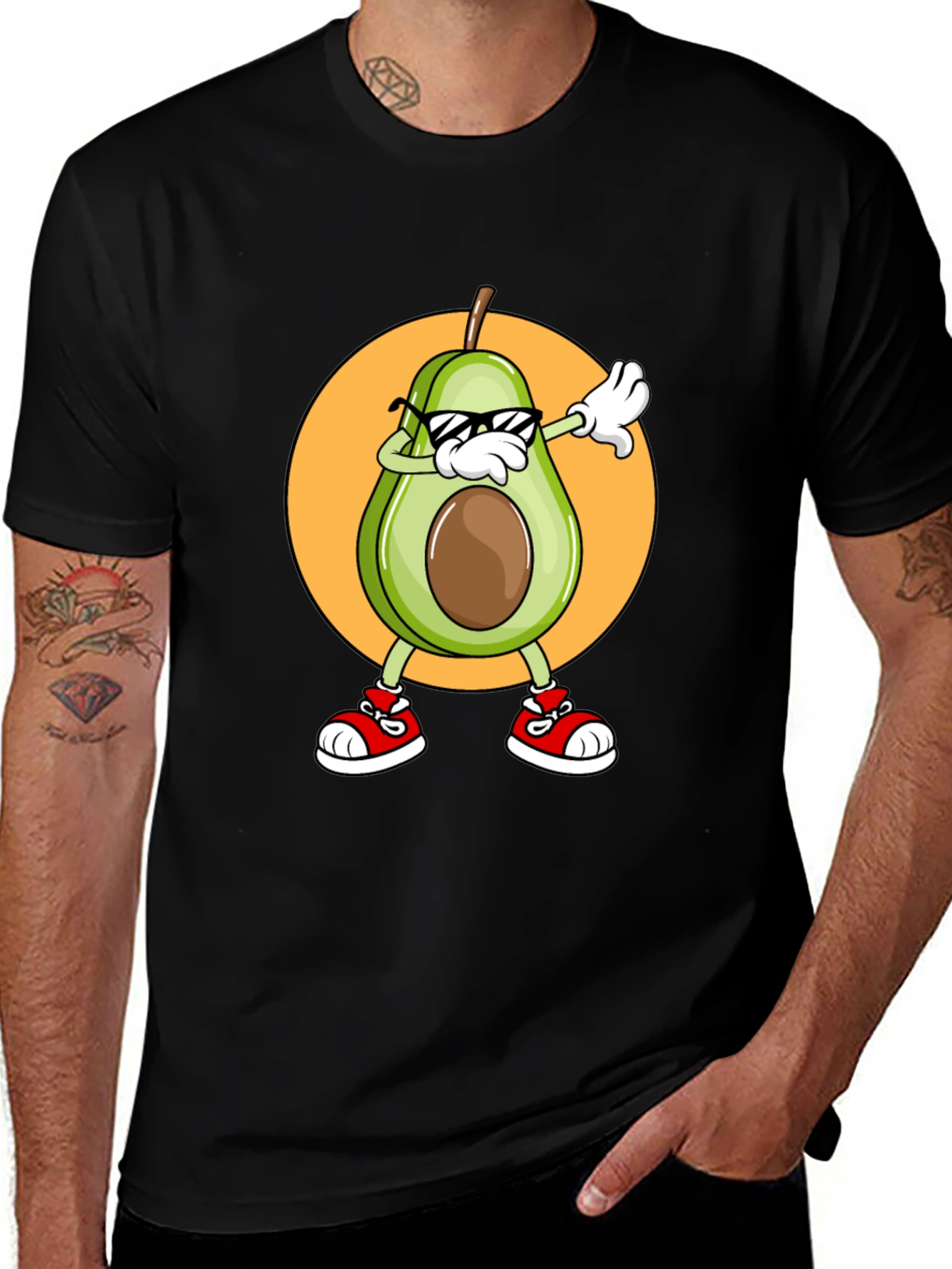 Variant 28 of Cool Avocado Dabbing Graphic Tee - Black