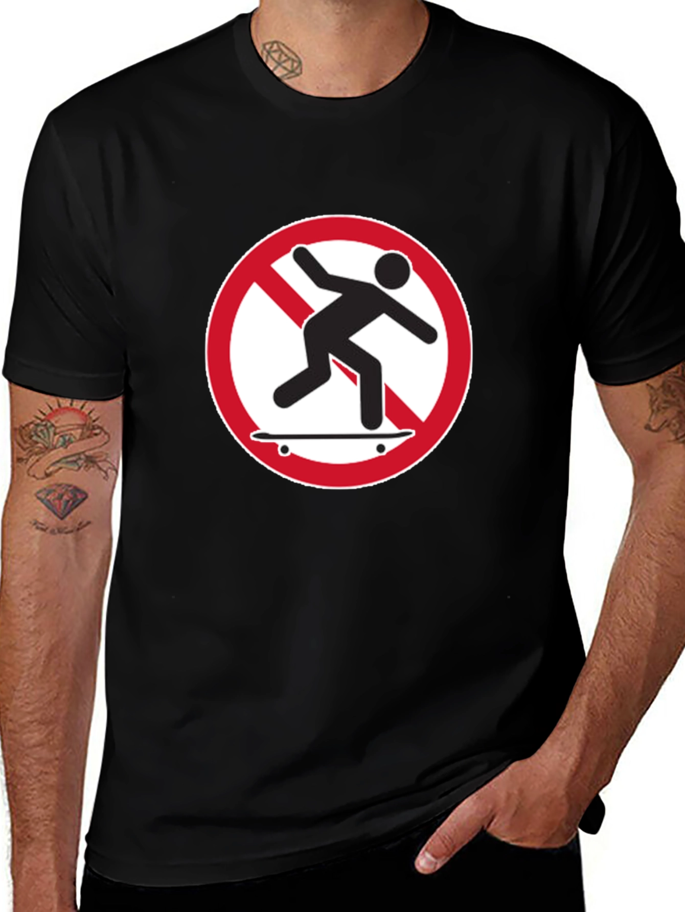 Variant 18 of No Skateboarding T-Shirt - Black Graphic Tee