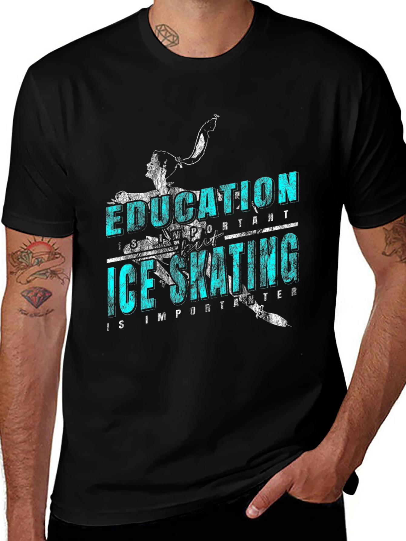Variant 9 of Education Ice Skating Men's Black T-Shirt