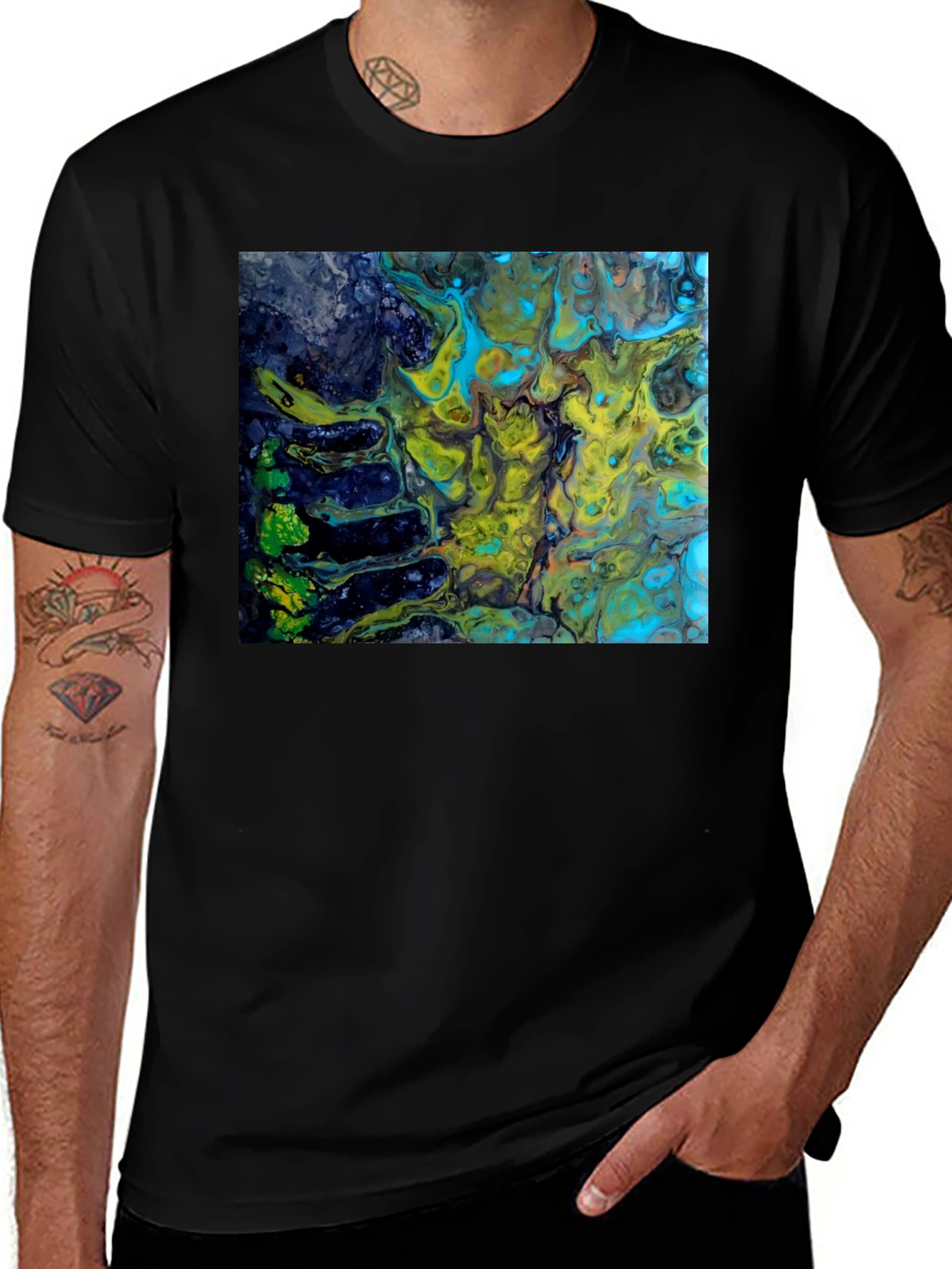 Variant 19 of Abstract Art Print Black T-Shirt