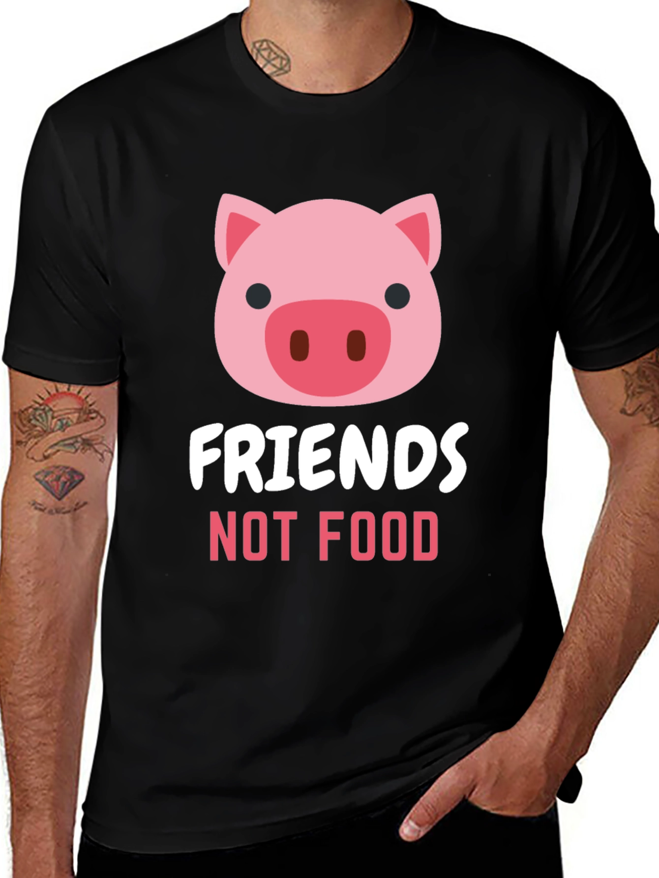 Variant 10 of Vegan T-Shirt - Friends Not Food Pig Tee