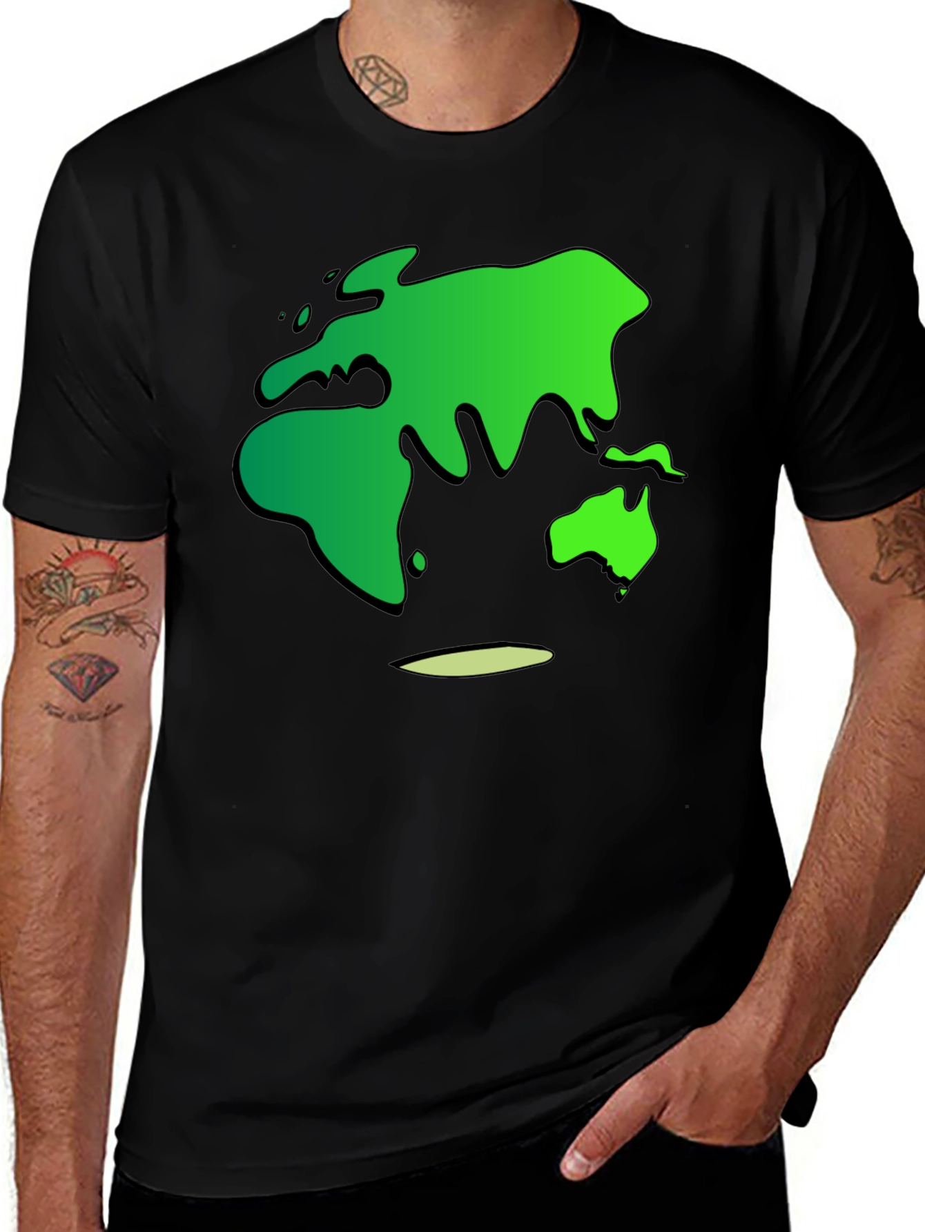 Earth Map Graphic Black Tee