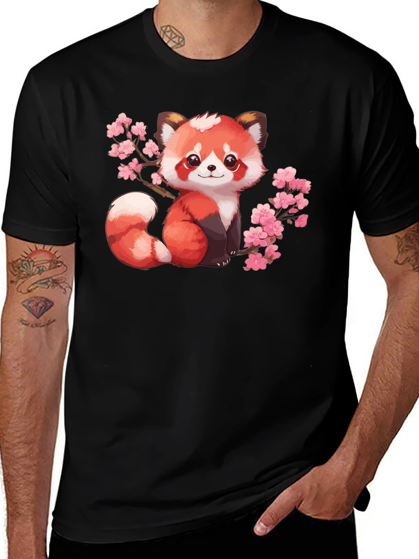 Variant 13 of Red Panda & Cherry Blossoms T-Shirt