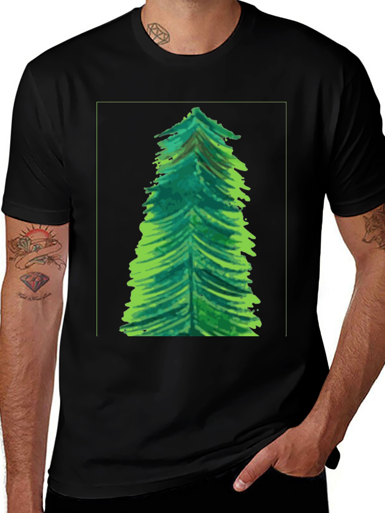 Variant 28 of Green Tree Graphic Tee - Nature Inspired Comfort