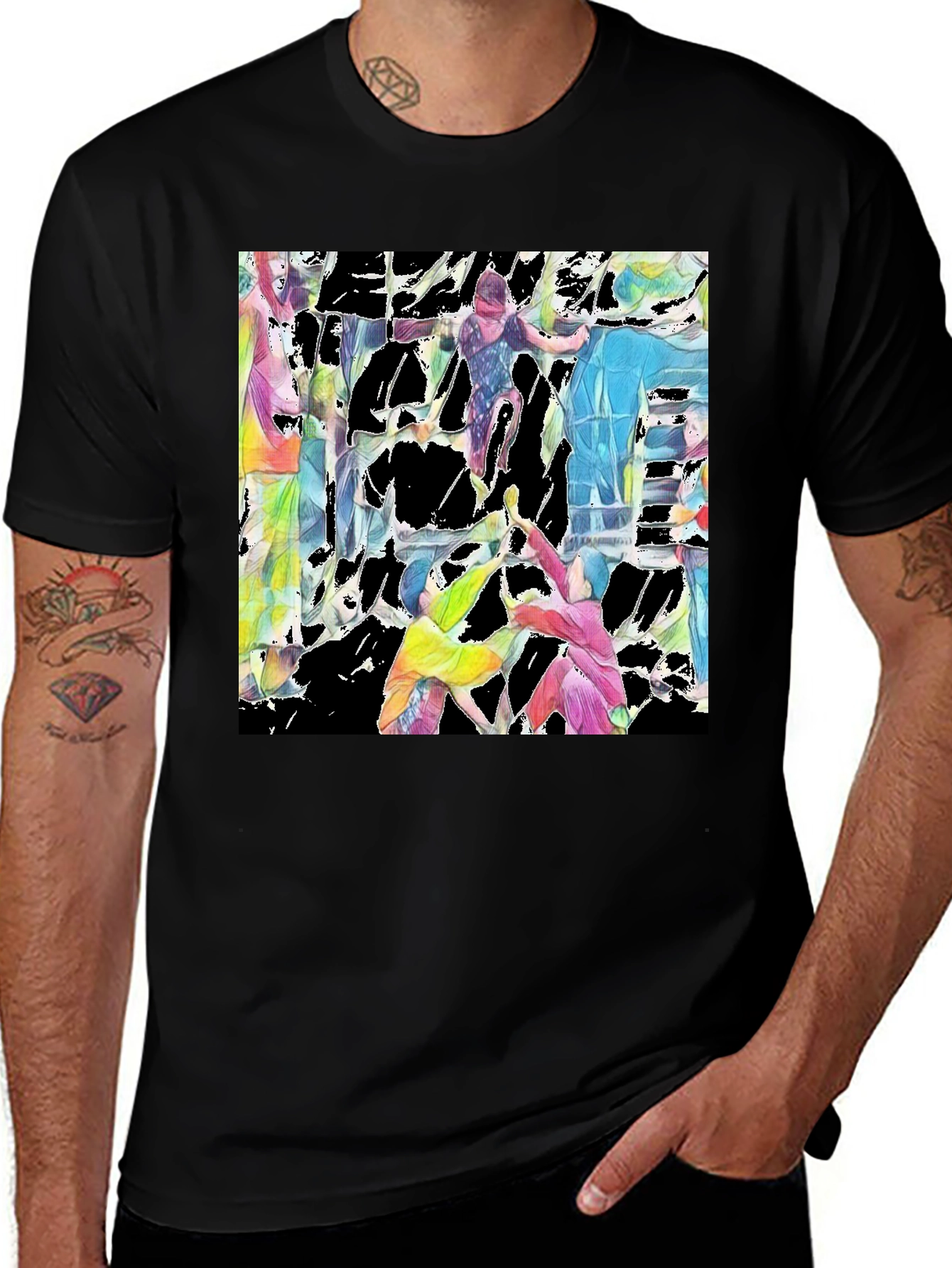 Variant 15 of Abstract Graphic Print Crew Neck T-Shirt